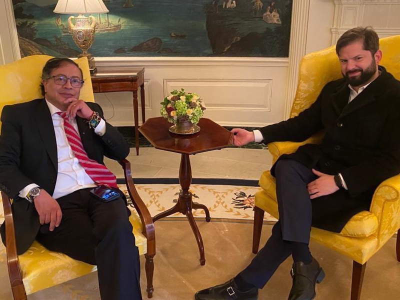 Los presidentes Gustavo Petro y Gabriel Boric se reunieron en la Casa Blanca - Cortesía