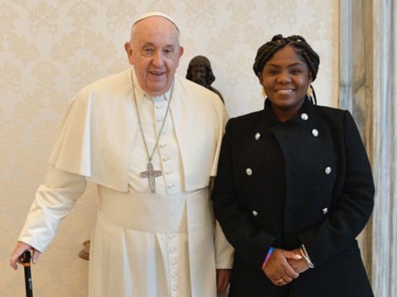 Vicepresidenta Francia Márquez se reunió con el Papa Francisco en Roma - Cortesía