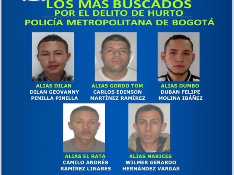 La Policía de Bogotá dio a conocer el cartel de los más buscados de la ciudad - Cortesía
