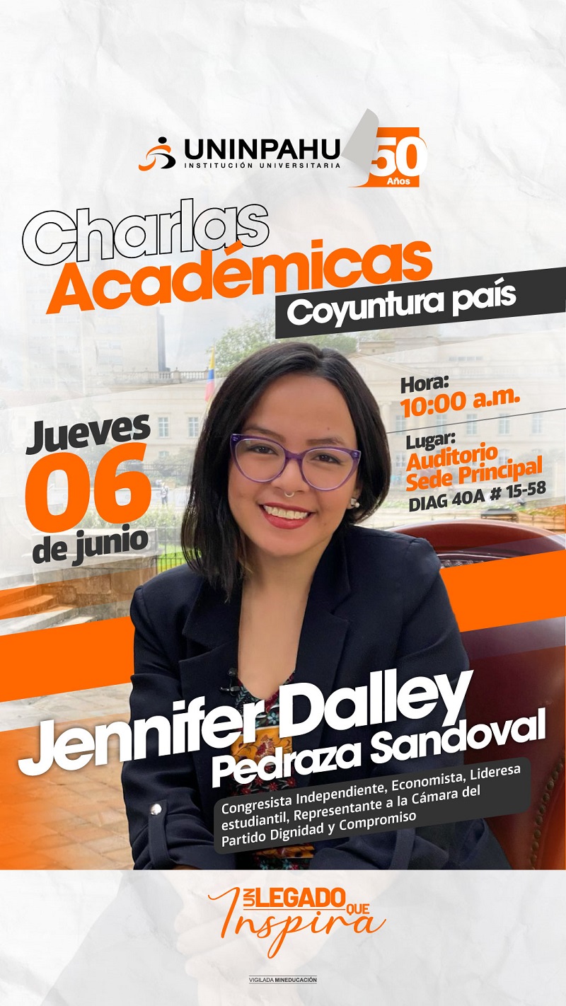 Conferencia académica gratuita en UNINPAHU con la congresista Jennifer Pedraza