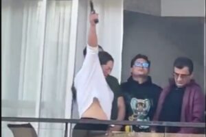 Mujer realizó disparos al aire en un conjunto en el norte de Bogotá - Foto: Captura de video