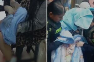 Patrulleras de la Policía atendieron parto en el centro de Bogotá - Foto: Captura de video