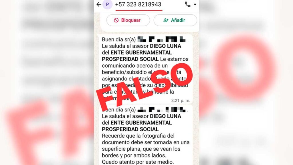 Prosperidad Social hizo un llamado urgente a la ciudadanía, en especial a personas mayores en condición de pobreza o vulnerabilidad, para que no se dejen engañar por personas inescrupulosas que están usando el nombre de la entidad y de sus programas para cometer estafas. Se han identificado casos en varias regiones, donde ofrecen falsas inscripciones a programas como la renta básica solidaria, el bono pensional, Colombia Mayor, Renta Ciudadana y Renta Joven. Los estafadores solicitan datos personales, copias de documentos e incluso dinero, con la promesa engañosa de vincular a las personas a la oferta social de la entidad. Los reportes ciudadanos señalan que los intentos de fraude se realizan a través de mensajes de WhatsApp, correos electrónicos, redes sociales, mensajes de texto, llamadas telefónicas e incluso formularios impresos. Frente a esta situación, Prosperidad Social recordó que todos sus trámites son gratuitos y nunca solicita dinero ni información confidencial como claves o números de cuenta. La entidad reiteró que los procesos de selección de beneficiarios se realizan de manera seria y transparente, y que la inscripción a Renta básica solidaria o al Bono pensional se hace exclusivamente en la página web (www.prosperidadsocial.gov.co), o de manera presencial con trabajadores de la entidad y personal de alcaldías municipales plenamente identificados. Prosperidad Social anunció que está tomando acciones legales para detener dichas prácticas y exhortó a la ciudadanía a no responder mensajes sospechosos, no entregar información personal a desconocidos y denunciar cualquier intento de estafa. Para despejar dudas, la entidad invitó a comunicarse a través de sus canales oficiales: • Página web: www.prosperidadsocial.gov.co • WhatsApp: 318 806 7329 • Línea nacional en Bogotá: (601) 379 1088 • Línea gratuita nacional: 01 8000 951100 Con este llamado Prosperidad Social busca proteger a las personas mayores y a la población vulnerable, reforzando la confianza en la gestión de sus programas y promoviendo el acceso seguro a los beneficios sociales del Estado.