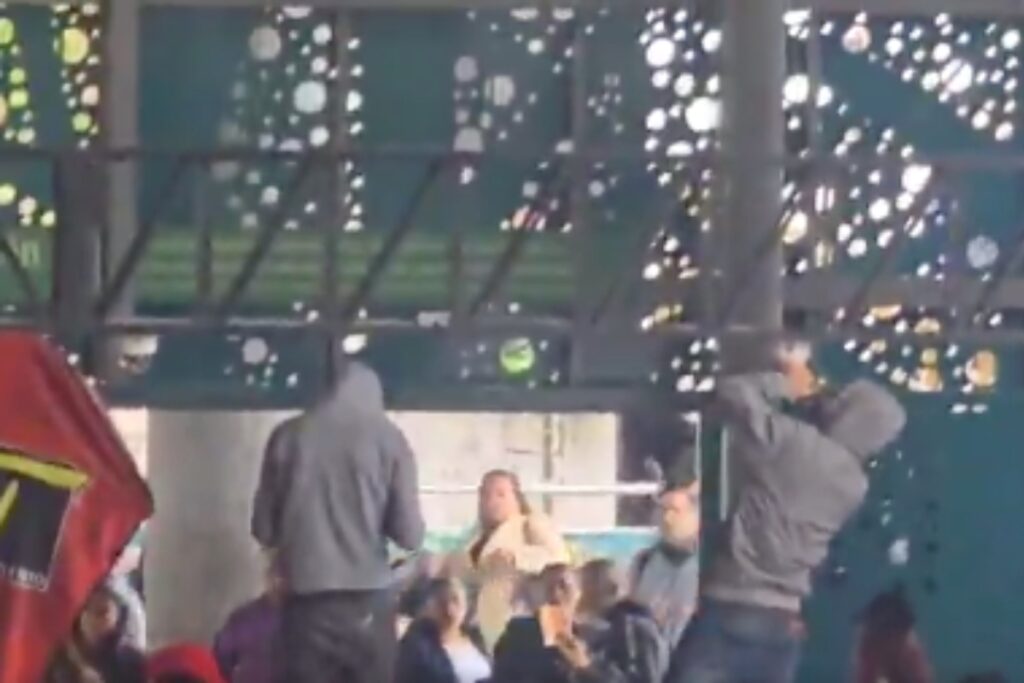 Manifestaciones en el Portal 20 de Julio de TransMilenio - Foto: Captura de video