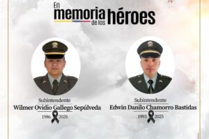 Dos policías fueron asesinados en Betulia, Antioquia, mientras patrullaban - Foto: MinDefensa