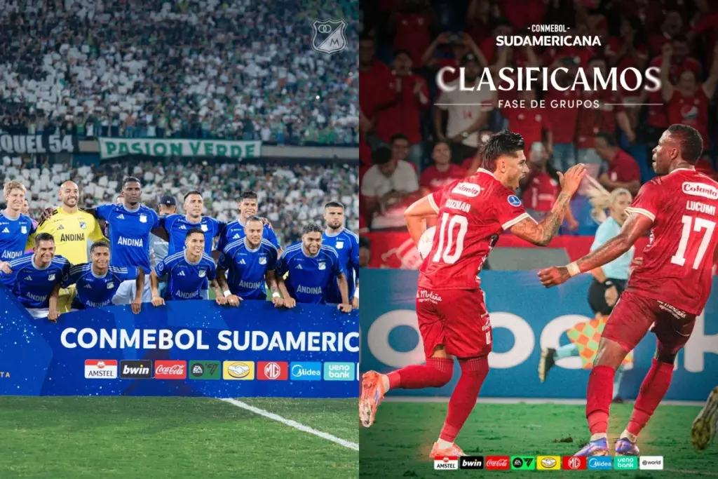 América de Cali y Millonarios ya conocen sus posiciones para el sorteo de la Copa Sudamericana 2026 - Foto: Redes sociales