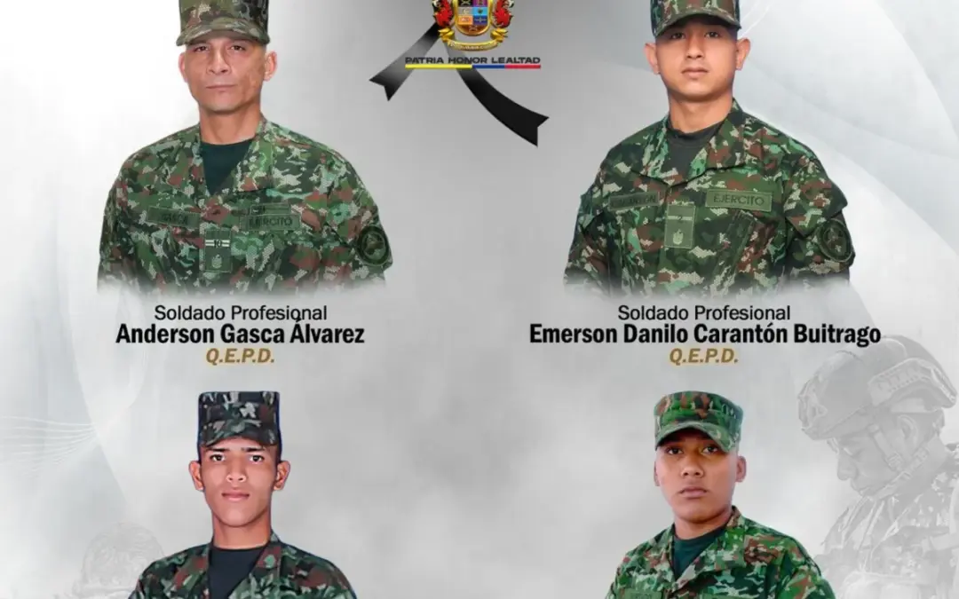El Ejército Nacional confirma la muerte de cuatro soldados y tres heridos tras un ataque con explosivos del Bloque Jorge Suárez Briceño en San José del Guaviare - Foto: @COL_EJERCITO