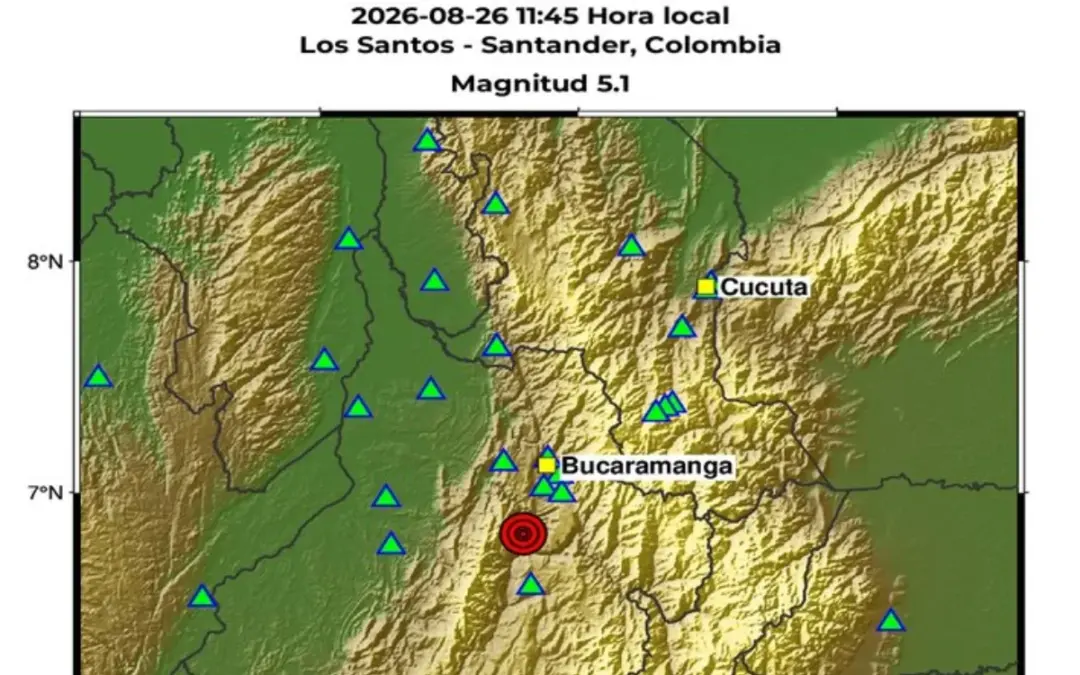 Fuerte temblor de magnitud 5,1 sacudió a Colombia con epicentro en Los Santos, Santander - Foto: @sgcol