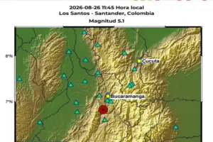 Fuerte temblor de magnitud 5,1 sacudió a Colombia con epicentro en Los Santos, Santander - Foto: @sgcol