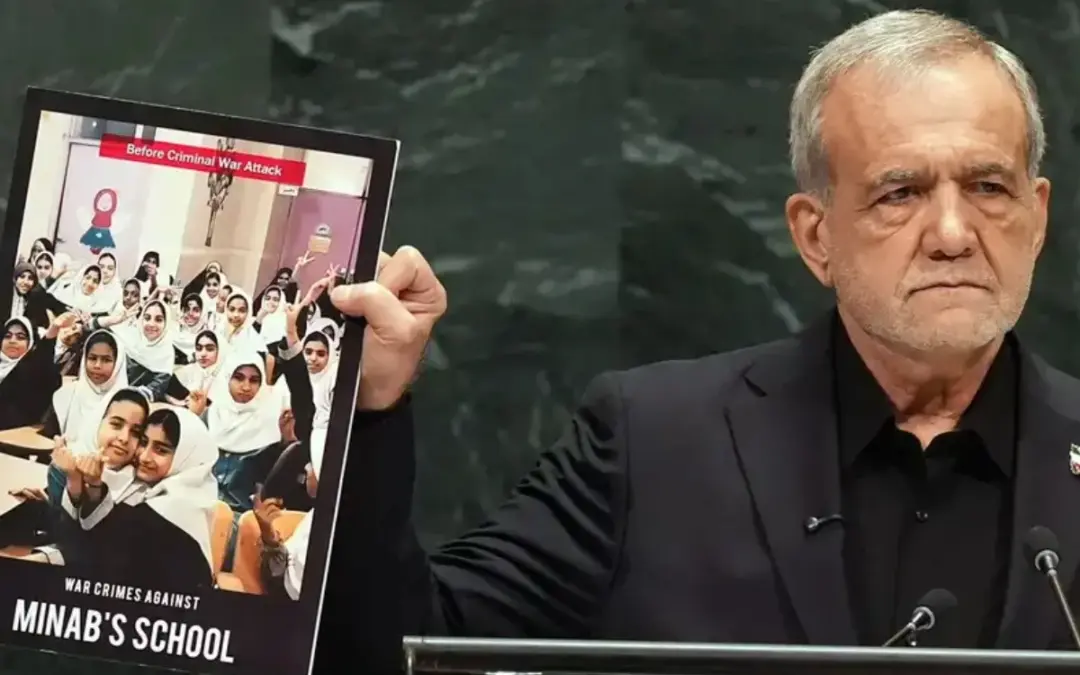 El presidente de Irán, Masud Pezeshkian, acusó a Estados Unidos e Israel de cometer actos terroristas durante su discurso ante la ONU - Foto: Redes sociales