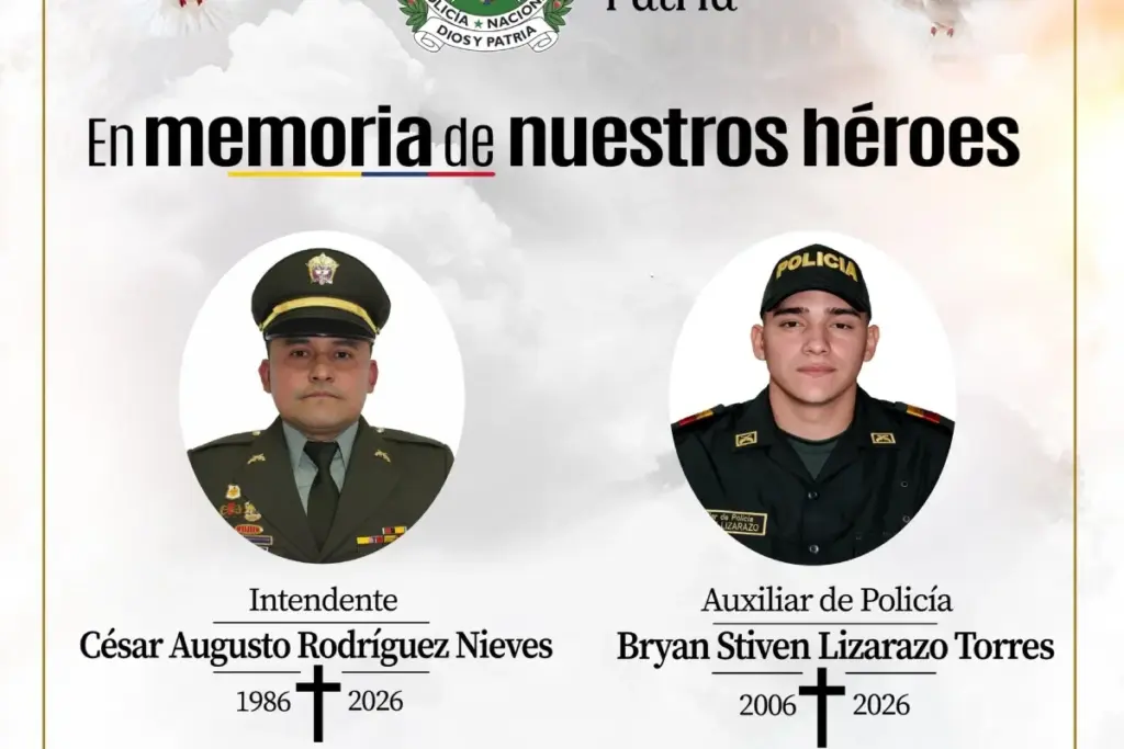 Dos policías fueron asesinados en Ábrego, Norte de Santander, tras un ataque armado cuando se dirigían a una actividad preventiva en un colegio. Autoridades ofrecen recompensa - Foto: @DirectorPolicia