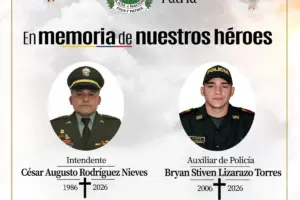 Dos policías fueron asesinados en Ábrego, Norte de Santander, tras un ataque armado cuando se dirigían a una actividad preventiva en un colegio. Autoridades ofrecen recompensa - Foto: @DirectorPolicia