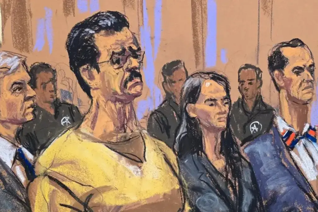 La Justicia de EE. UU. suma cargos por conspiración para cometer torturas contra Nicolás Maduro y Cilia Flores - Foto: Dibujo realizado durante la comparecencia de ambos en julio de 2026 ante el tribunal de Manhattan