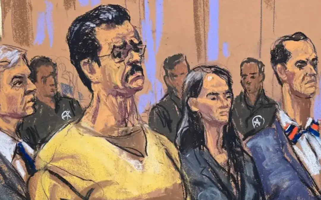 La Justicia de EE. UU. suma cargos por conspiración para cometer torturas contra Nicolás Maduro y Cilia Flores - Foto: Dibujo realizado durante la comparecencia de ambos en julio de 2026 ante el tribunal de Manhattan