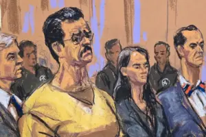 La Justicia de EE. UU. suma cargos por conspiración para cometer torturas contra Nicolás Maduro y Cilia Flores - Foto: Dibujo realizado durante la comparecencia de ambos en julio de 2026 ante el tribunal de Manhattan